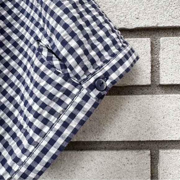 Downeast Navy Gingham Tiered Midi Dress XXL Short Sleeve Cottagecore Preppy - Picture 8 of 11